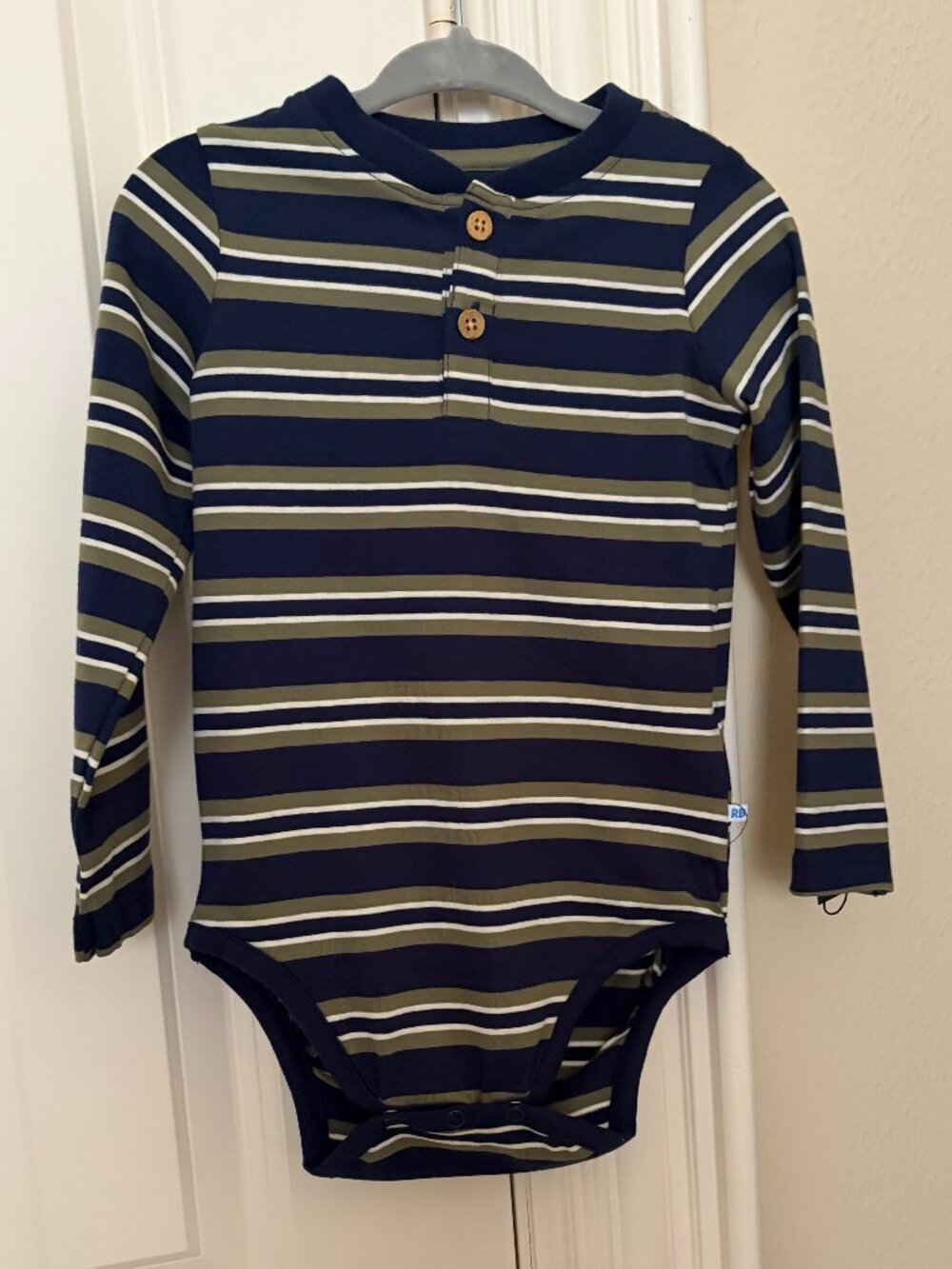 RuggedButts - Henley Bodysuit (Navy & Olive Stripe)
